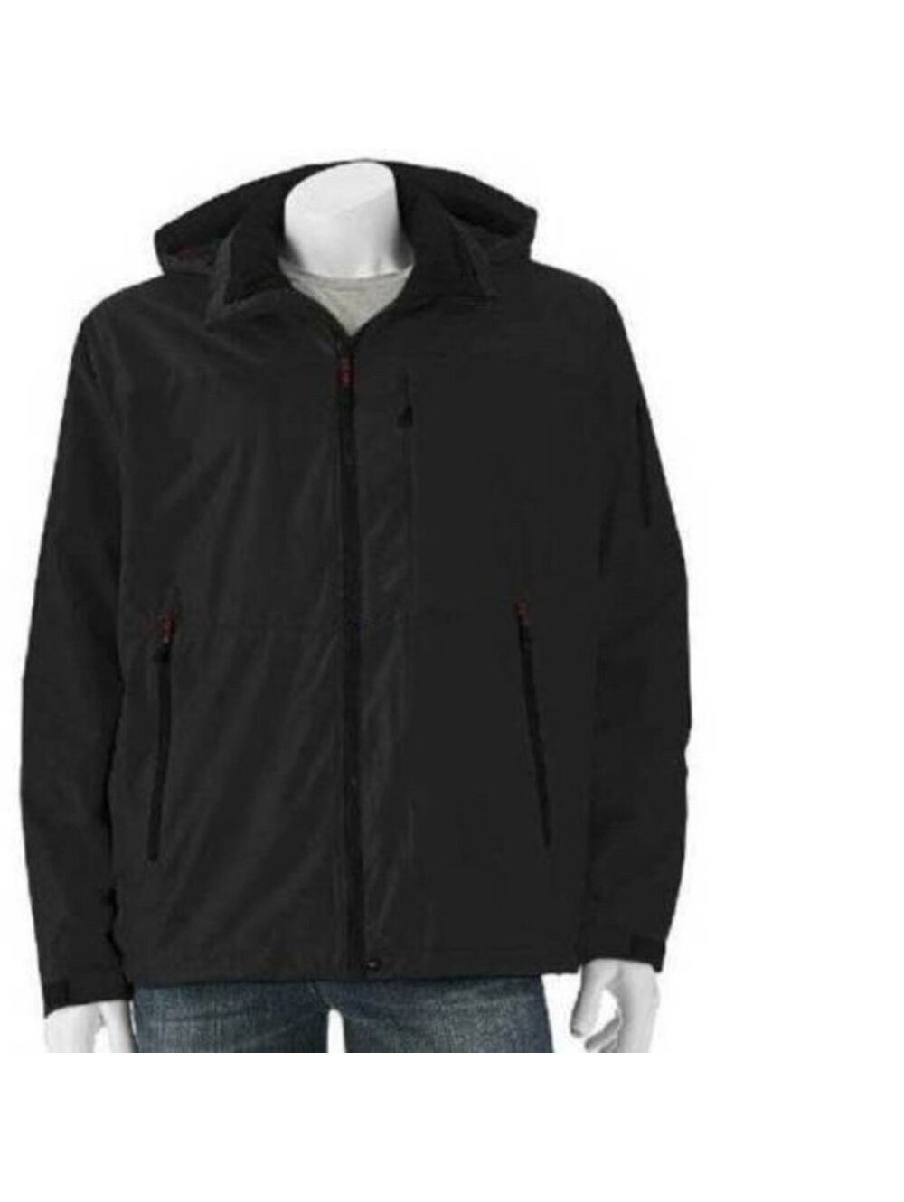 Winter Jacket Mens M $140 Black Wind Water Resistant Down Hooded Hemisphere